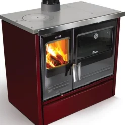 Cuisinière à bois Etna 7T fonte/bordeaux LACUNZA