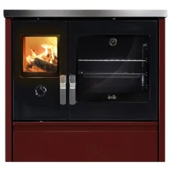 Cuisinière à bois Mélisse 90 noir/bordeaux DEVILLE