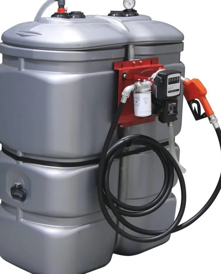 Cuve de stockage PEHD double paroi 750L + pompe 60L/min