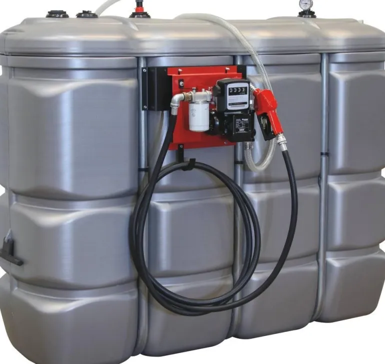 Cuve fioul/Adblue PEHD double paroi 2000L équipée 60L/min