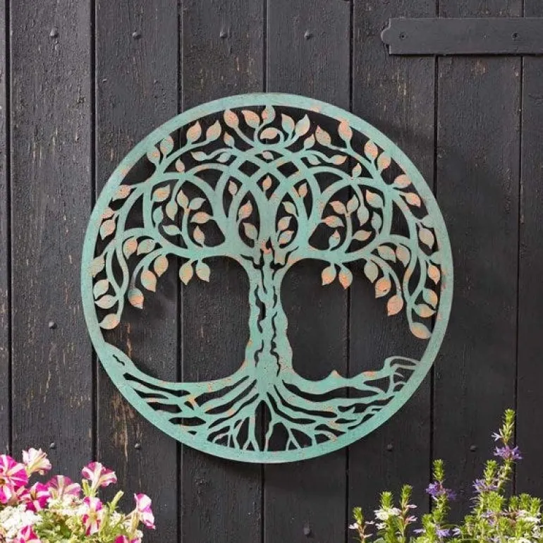 Décoration murale Arbre de vie Ø50cm vert de gris