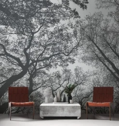 Décor panoramique ciel arbres noir/blanc AS CREATION