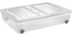 Dessous de lit 56L avec couvercle et roulettes