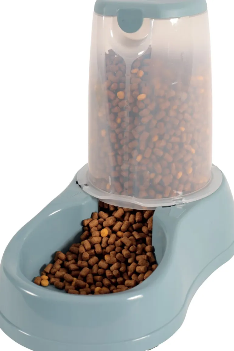 Distributeur de croquettes antidérapant bleu acier 3,5kg