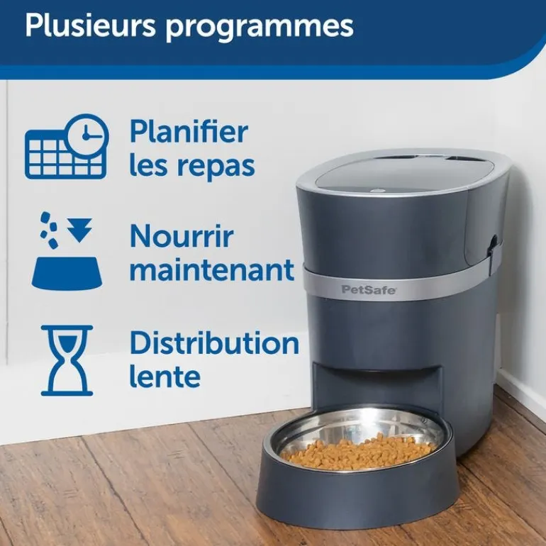 Distributeur connecté Smart Feed 12 repas bleu