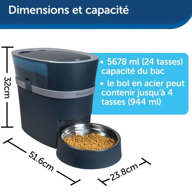 Distributeur connecté Smart Feed 12 repas bleu