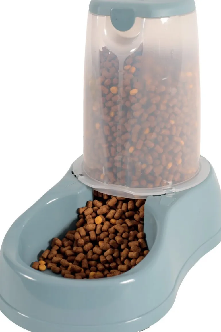Distributeur de croquettes antidérapant bleu acier 1,5kg