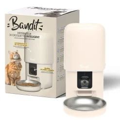 Distributeur de croquettes connecté pour chat/chien 4L Crème