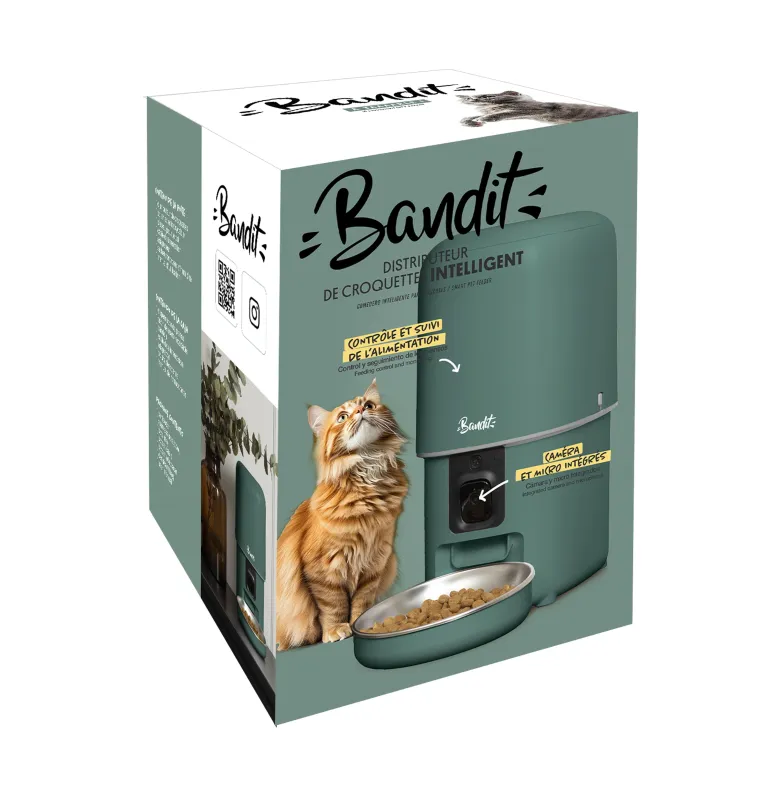 Distributeur de croquettes connecté pour chat/chien 4L Vert
