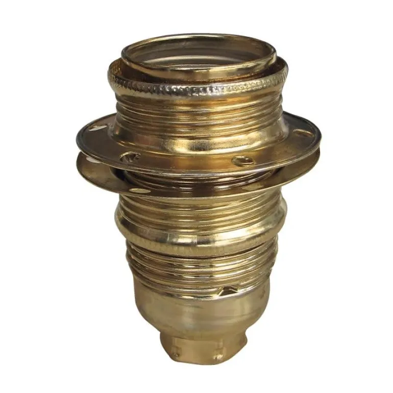 Douille métal E14 double bague finition acier laitonné