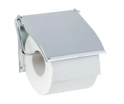 Dérouleur papier WC à couvercle inox brillant