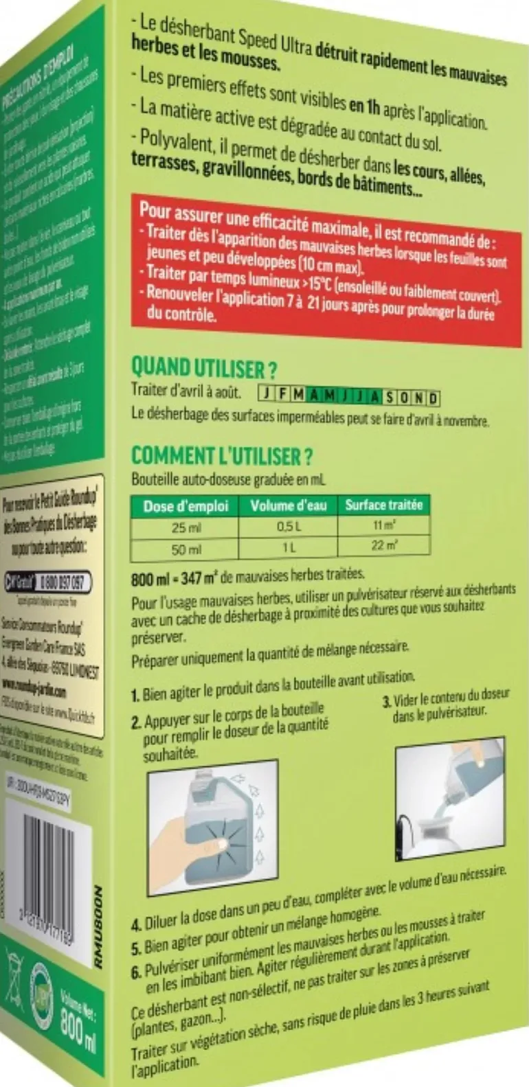 Désherbant Concentré Polyvalent 800 mL ROUNDUP