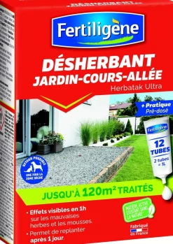 Désherbant jardin/cours/allées 120m² (12 tubes) FERTILIGÈNE