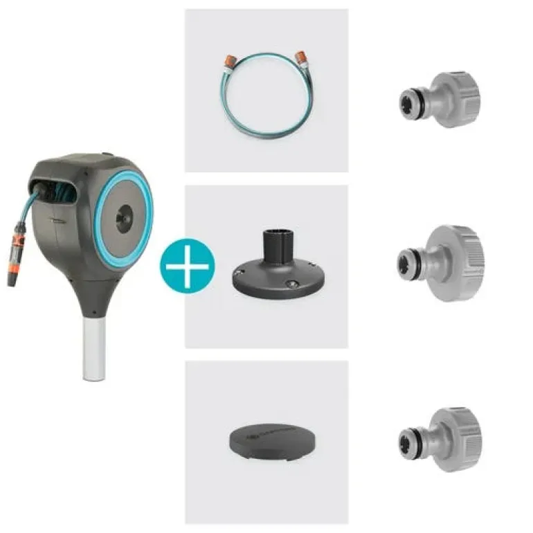 Dévidoir auto pour terrasse RollUp S 15 m bleu GARDENA