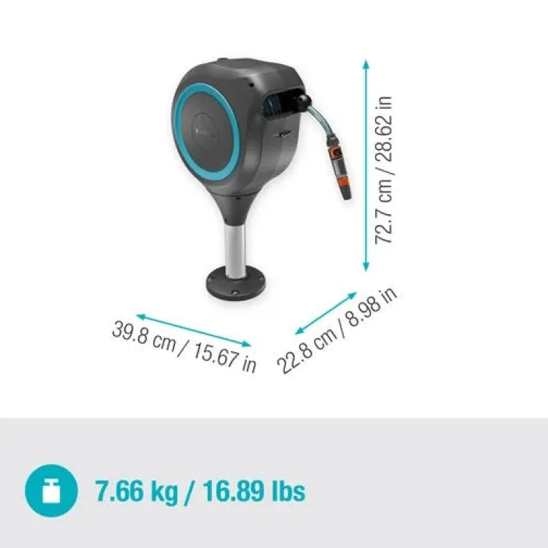 Dévidoir auto pour terrasse RollUp S 15 m bleu GARDENA