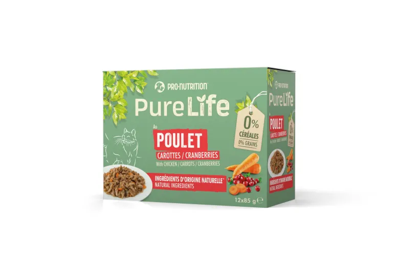 Effilés pour chat au poulet en sauce 12x85g PURELIFE