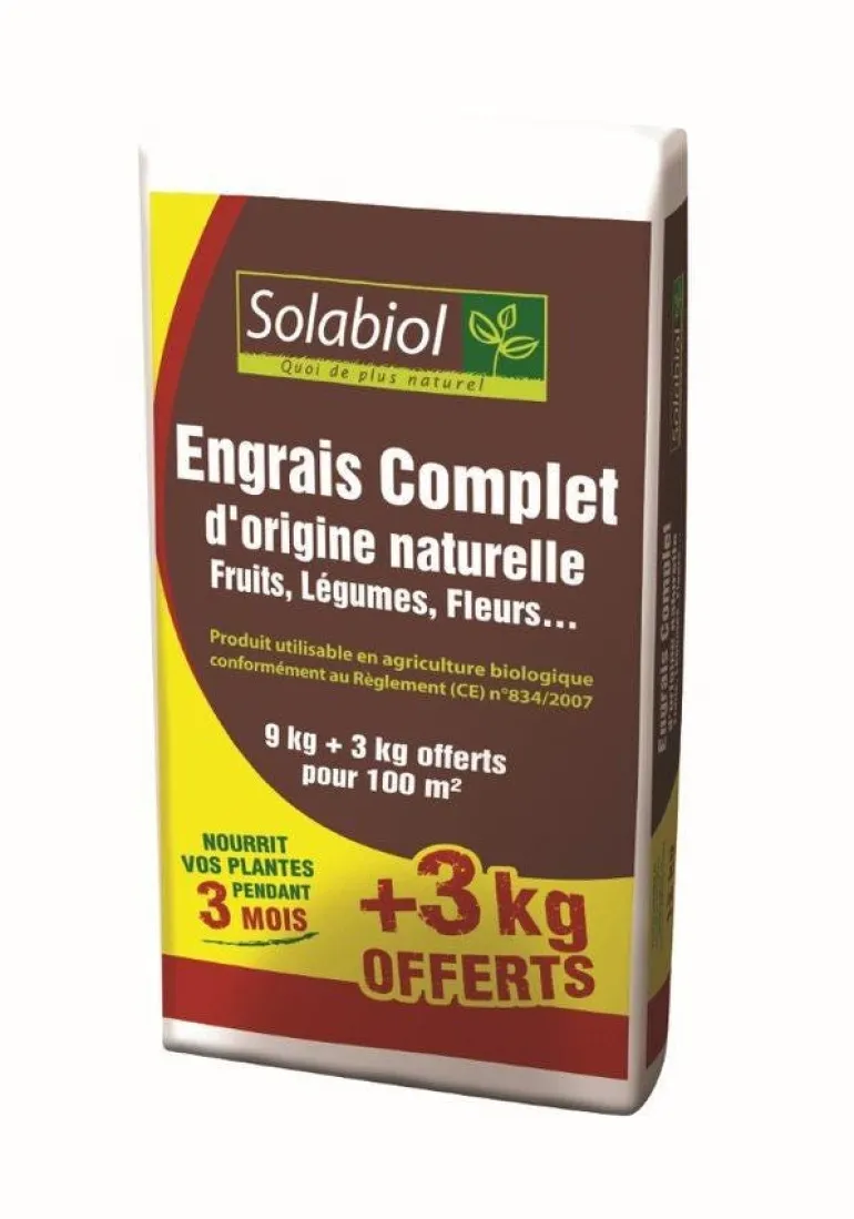 Engrais complet 9+3kg offerts SOLABIOL