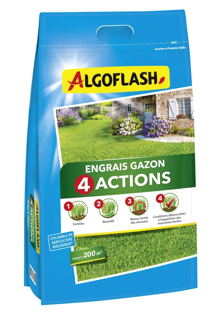 Engrais Gazon 4 Actions 10 kg ALGOFLASH
