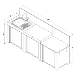 Ensemble Cuisine Classic 3 modules gris cargo ENO