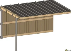 Extension abri prairie SP 4,09x3,18 m bardage/bac acier gris