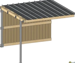 Extension abri prairie SP 3,09x3,18 m bardage/bac acier gris