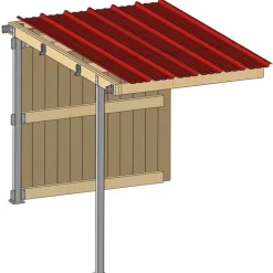 Extension abri prairie SP 2,20x3,18 m clin/bac acier bdx