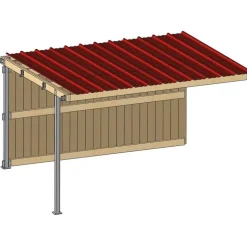 Extension abri prairie SP 4,09x3,18 m planche/bac acier bdx
