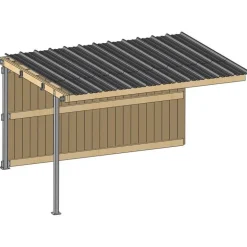 Extension abri prairie SP 4,09x3,18 m planche/bac acier gris