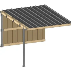 Extension abri prairie SP 3,09x4,18 m planche/bac acier gris