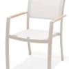 Fauteuil de jardin Rosa empilable alu sable/imitation bois