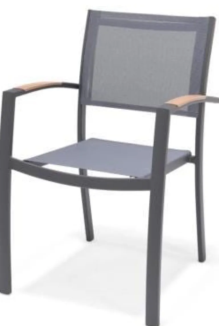 Fauteuil de jardin Rosa empilable alu gris anthracite
