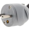 Fiche mâle latérale 2 pôles + terre gris NF