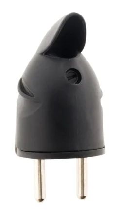 Fiche mâle latérale 2 pôles + terre noir NF