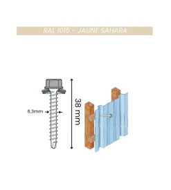 Fixation 6,3x38mm bardage acier laqué Jaune Sahara (x25)