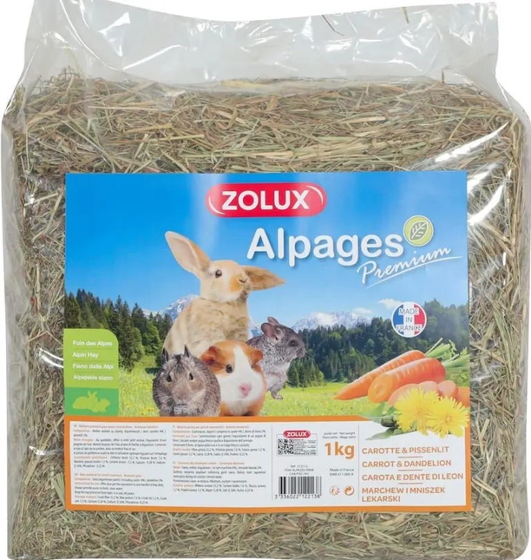 Foin des alpages premium aromatisé carotte-pissenlit
