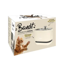 Fontaine à eau sans fil pour chat 2,5L Crème BANDIT