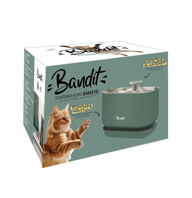 Fontaine à eau sans fil pour chat 2,5L Vert BANDIT