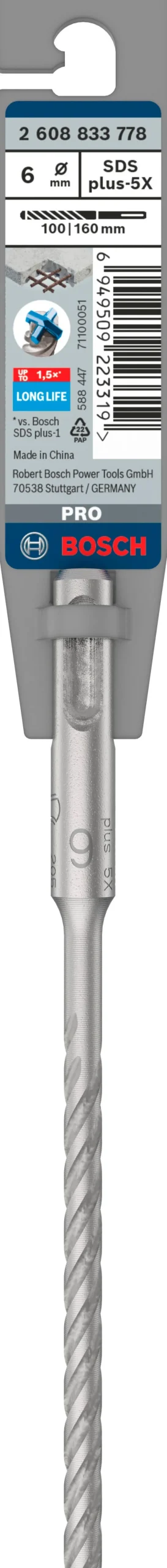 Foret béton PRO SDS plus-5X, 6 x 100 x 160 mm BOSCH PRO