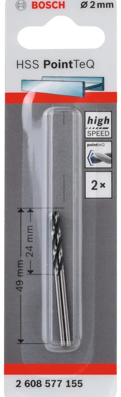 Foret hélicoïdal HSS PointTeQ 2 mm BOSCH