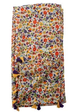 Foulard naturel fleuri