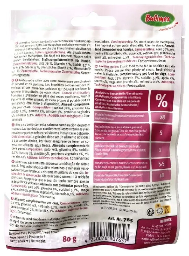 Friandise pour chien moyen Vitalities canard/pomme 80g