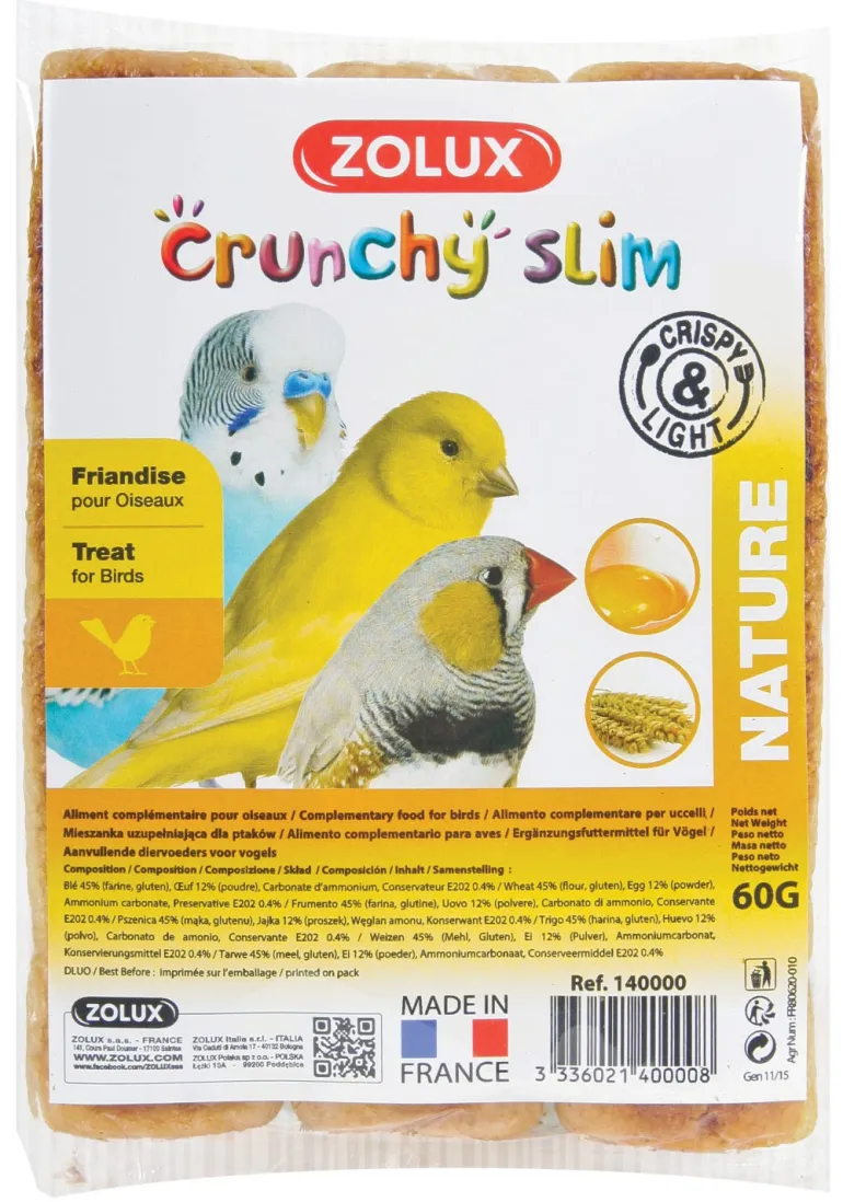 Friandise pour oiseaux Crunchy slim nature 3x20g ZOLUX