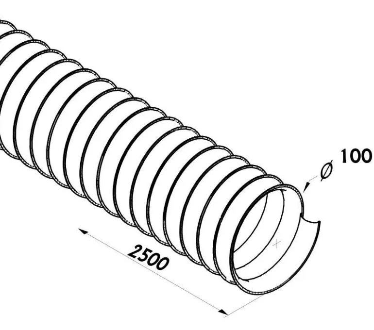 Gaine flexible en PVC grise Ø100mm x 2,5m