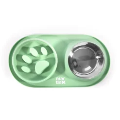 Gamelle double Slow Food en inox et silicone vert