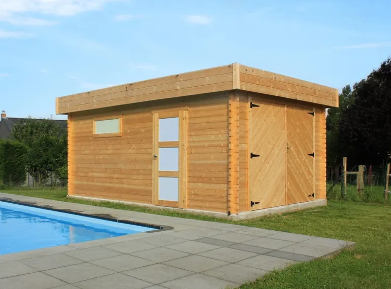 Garage Moderne en bois blanc 19,20 m²