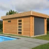 Garage Moderne en bois blanc à porte sectionnelle 19,20 m²