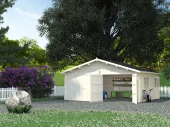 Garage Roger en bois blanc 28,40 m²