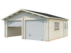 Garage Roger en bois blanc à porte sectionnelle 28,40 m²