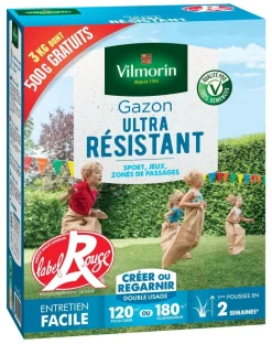 Gazon ultra résistant 3 kg dont 500 g offert VILMORIN