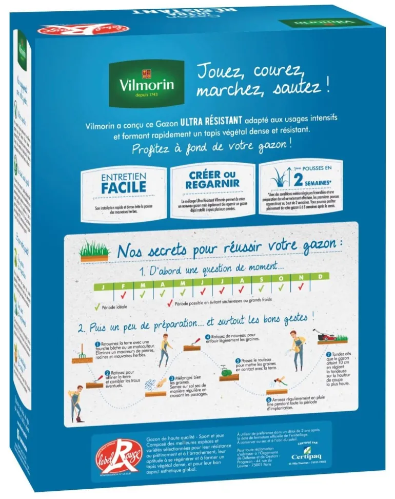 Gazon ultra résistant 3 kg VILMORIN
